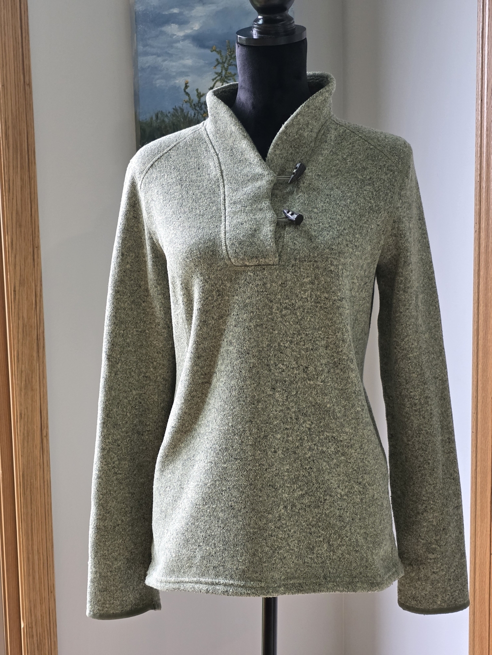 The North Face Women's Olive Green Crescent Ridge Shawl Collar Sweater-Large